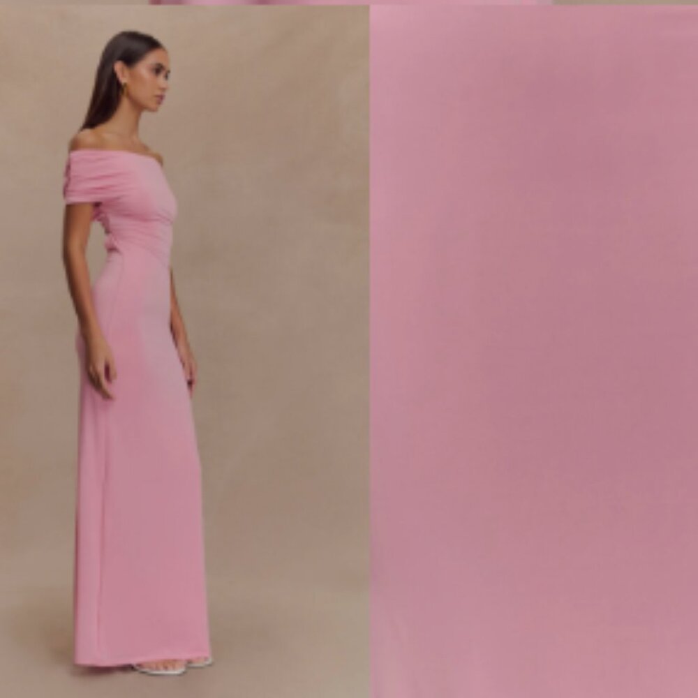 Meshki Off Shoulder Slinky Maxi Dress - Medium - Pink - Picture 4 of 5